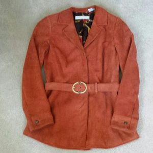 Suede belted blazer