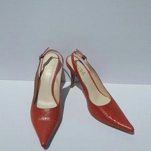 BCBG Paris Leather Point Toe Slingback Heels