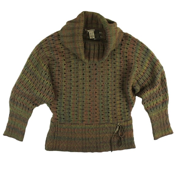 DKNY Sweaters - DKNY Olive Multi Color Crochet Dolman Sweater