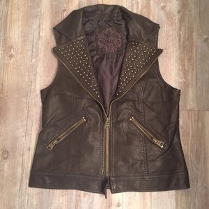Leather studded vest - rocker chic