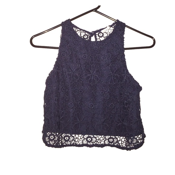 hollister, navy blue, crop top