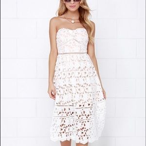 Lulus Pinnacle Of Prestige Ivory Lace Midi Dress
