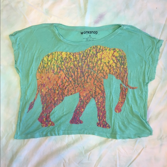 Colorful Elephant Print Crop Top - Picture 1 of 2