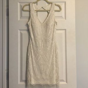 Adrianna Papell White Beaded Dress