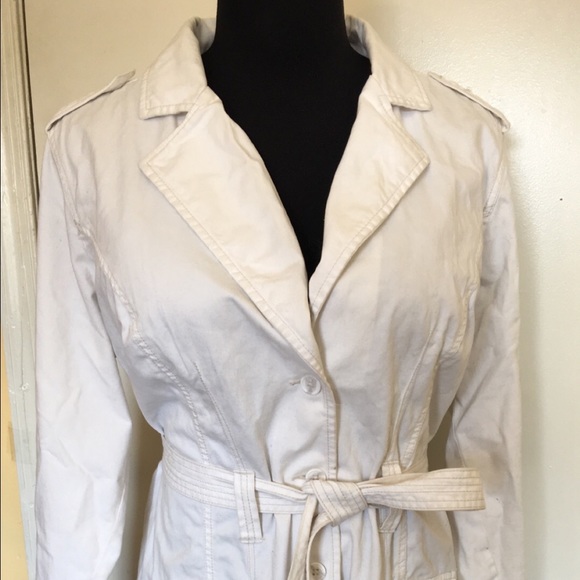 White denim trench jacket
