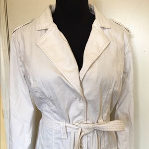 White denim trench jacket