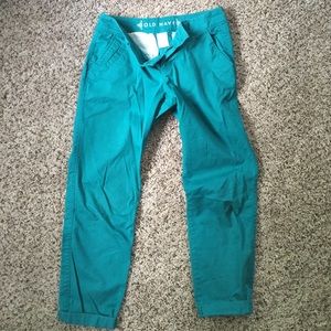 Old Navy // teal cropped ankle chino pants