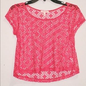 A crochet short sleeve top