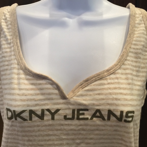 Cream and white striped, draw sided tank - Picture 2 of 3