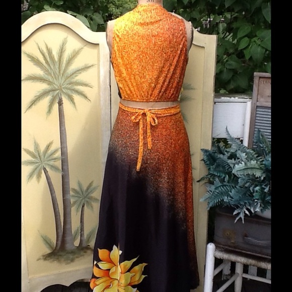 VTG HIPPIE WRAP SKIRT & MIDRIFF TIE TOP SET - Picture 4 of 4