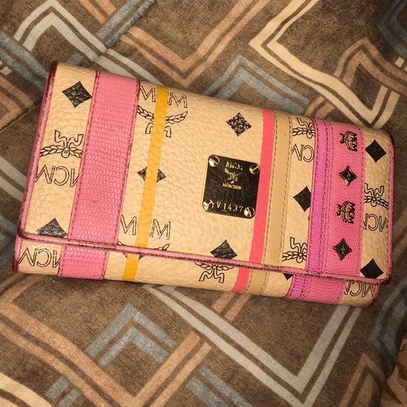 AUTHENTIC MCM Pink Tri Fold Wallet