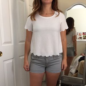 Top shop white tee with petal ends