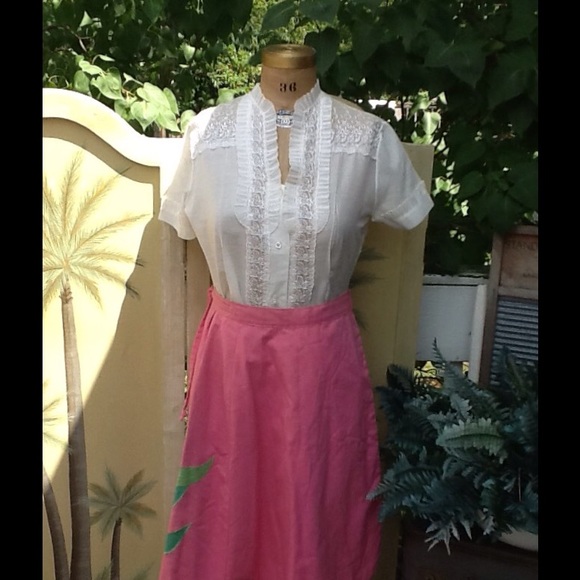 VTG 50s WRAP Flower APPLIQUE SKIRT...SO CUTE!! - Picture 2 of 4