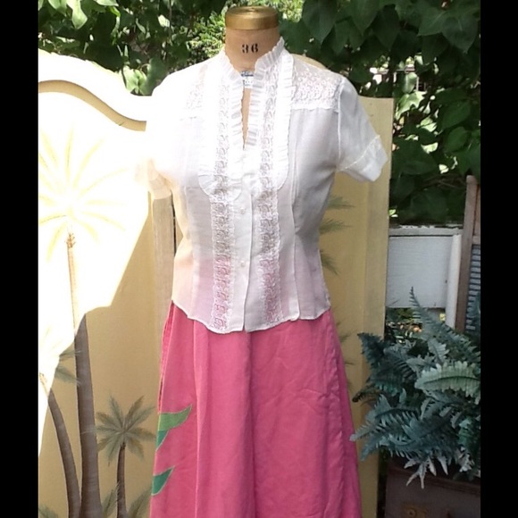 VTG 50s WRAP Flower APPLIQUE SKIRT...SO CUTE!! - Picture 4 of 4