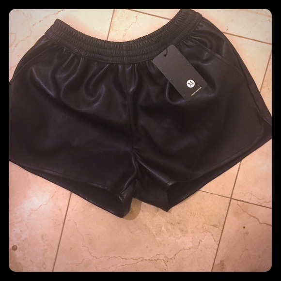 Brand new black vegan leather shorts