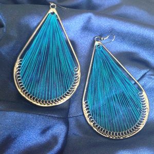 String art turquoise fishhook earrings