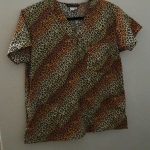 Cheetah Print Scrub Top