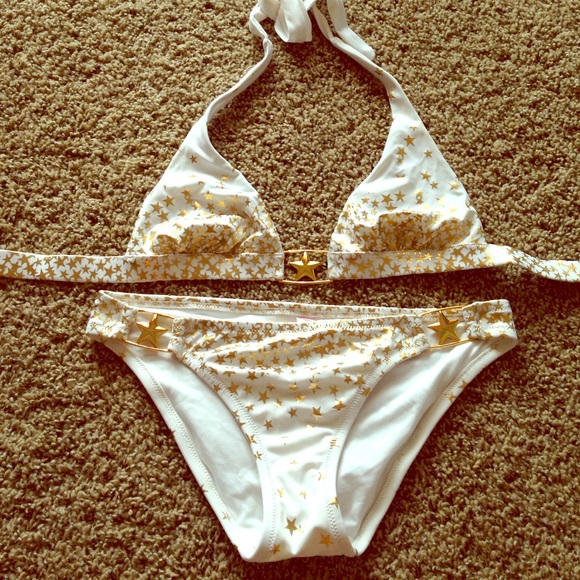Victoria's Secret white & gold bikini size S
