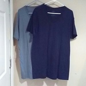 2 gray and black Fruit of the Loom V-necks