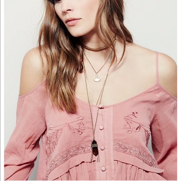 ❤️SOLD❤️Free People Woodstock Gauze Open Shoulder - Picture 3 of 4