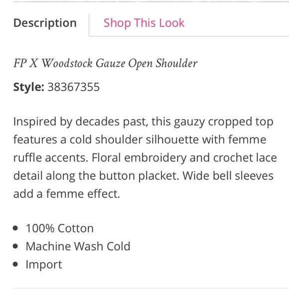 ❤️SOLD❤️Free People Woodstock Gauze Open Shoulder - Picture 4 of 4