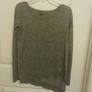 Gray sweater with asymmetrical back