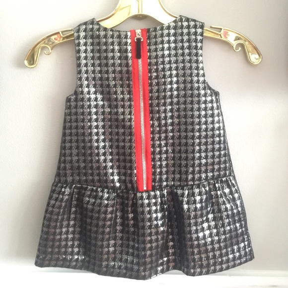 NEW Nicole Miller Kids Silver Houndstooth Dress - Picture 2 of 4