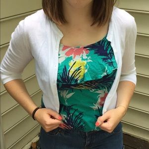 3/4 length white cardigan