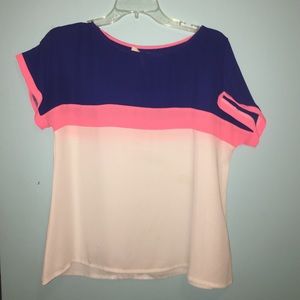 A loose sheer short sleeve top