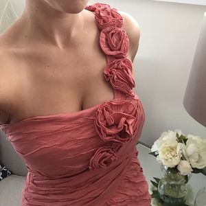 🎀Coral BCBG one shoulder cocktail  dress