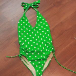 Green polka dot one piece
