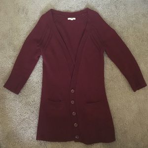 American Eagle 3/4 sleeve Maroon Cardigan, medium