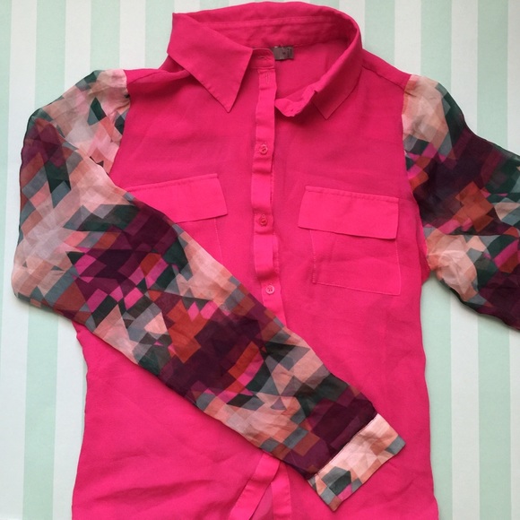 Aryn K. Sheer long sleeve button down
