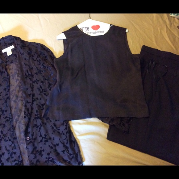 Jones & Co. Beautiful pants, shell and lace blouse
