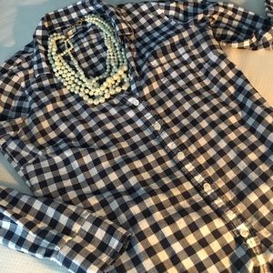 JCrew Factory gingham button up shirt, size M