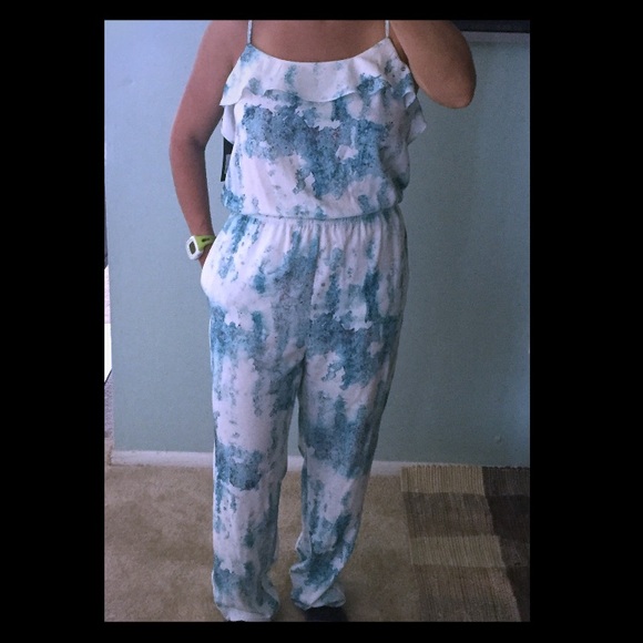 Mossimo white and blue jumpsuit