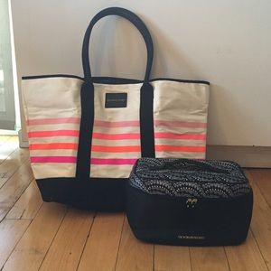 Victoria's Secret beach tote + bra travel case