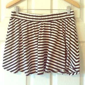 Black and White Striped Mini Skirt