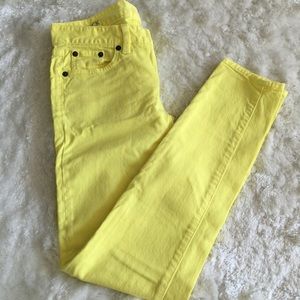 J. Crew colored toothpick denim in yellow