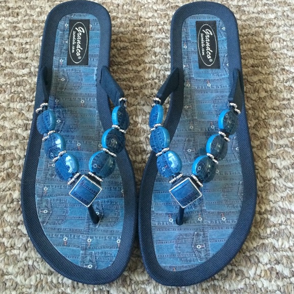 Grandco Shoes - Denim Inspired Bejeweled Sandals