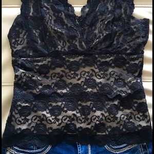 Sexy, Black, Lace, V-Neck Tank