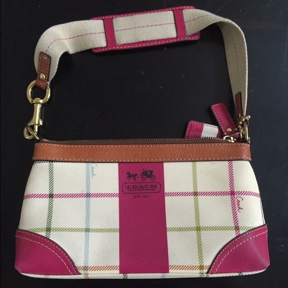Coach Heritage Pink Plaid Tattersall Purse