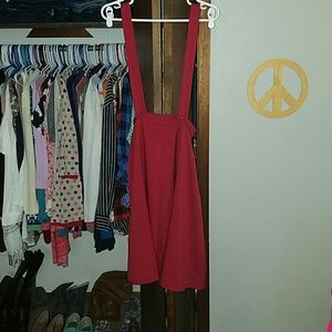 Red skirt with suspenders