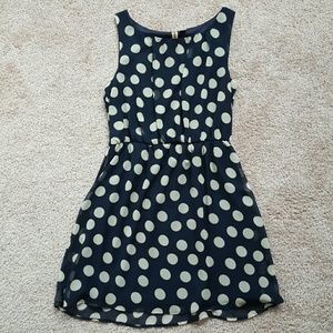 Navy Polka Dot Dress VGUC