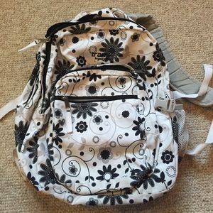 Jansport Black & White Flower Backpack