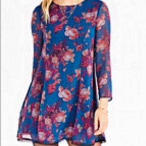 Blue floral long sleeve dress