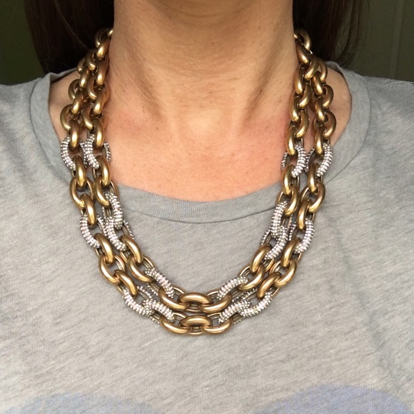 {J. Crew} Double Row Pave Crystal Necklace. *RARE*