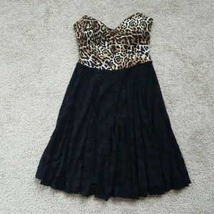 LAST NIGHT SALE - Cheetah/Lace Strapless Dress