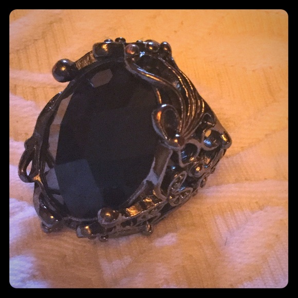 Silver Ring with Black Stone