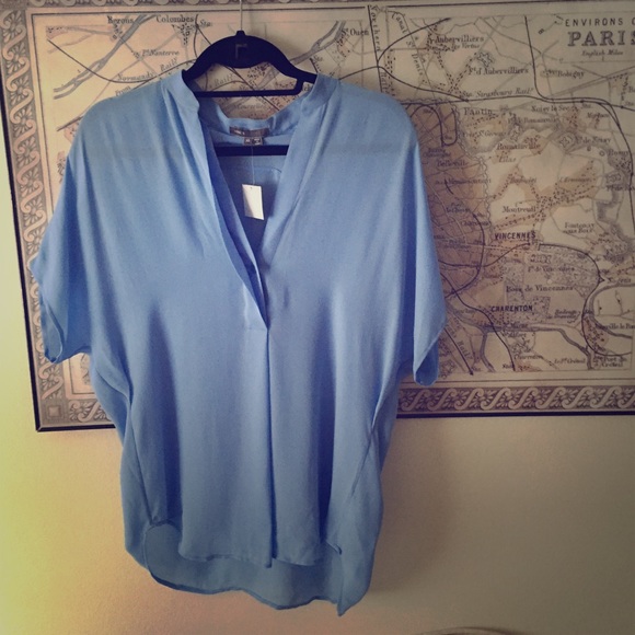 Vince Tops - NWT Auth Vince Sky Blue V Neck Silk Blouse XS